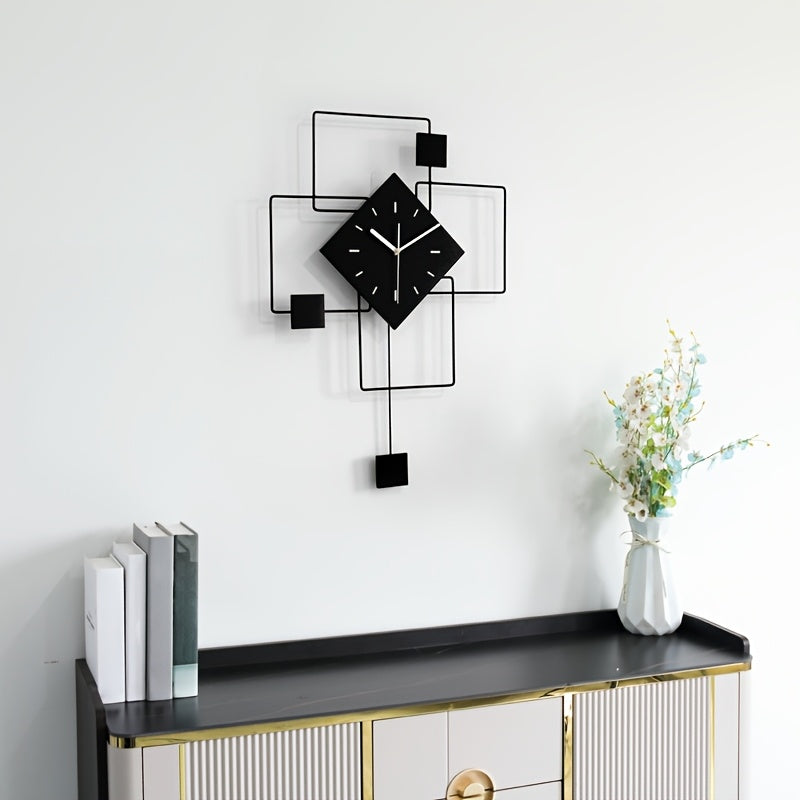 Modern Black Metal Geometric Wall Clock