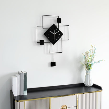 Modern Black Metal Geometric Wall Clock