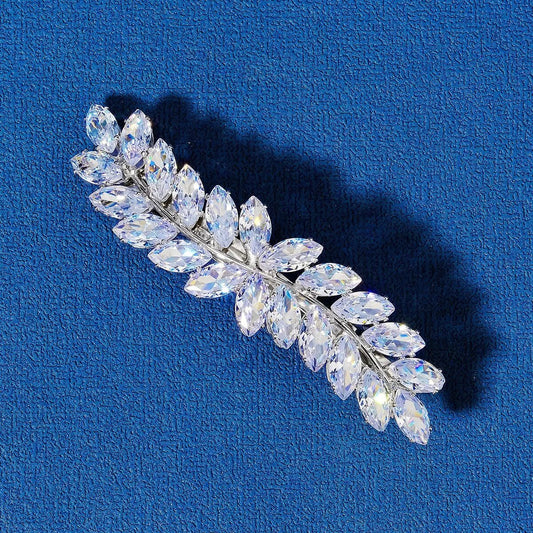 Fashion Barrette Cubic Zirconia Leaf Hair Clips for Women Accessories Bridal Wedding Hair Jewelry Party Bride Headpiece - buythingsusa
