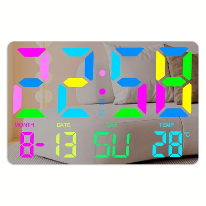 1pc Multifunctional RGB Colorful Digital Remote Control Wall Clock