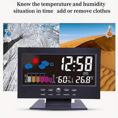 1pc Voice Control Digital Weather Clock
