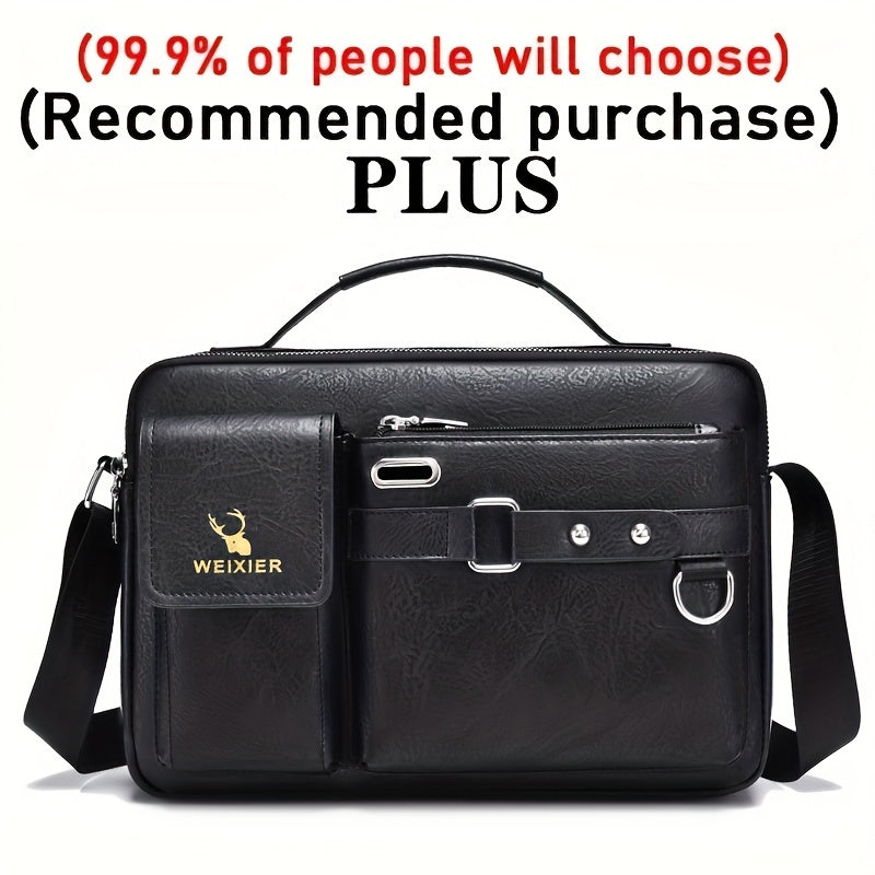 [WEIXIER] Men's PU Material Crossbody Bag - Portable, Business & Casual Style - For Men - Perfect Gift for Father's Day & Anniversaries