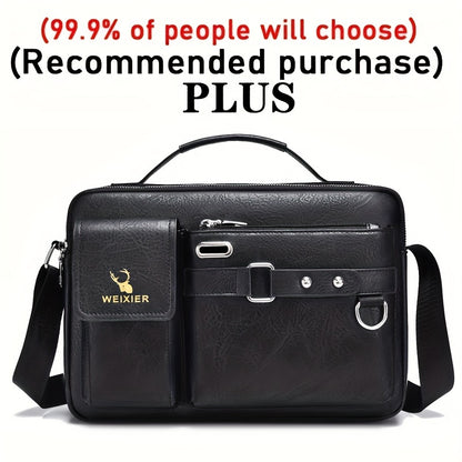 [WEIXIER] Men's PU Material Crossbody Bag - Portable, Business & Casual Style - For Men - Perfect Gift for Father's Day & Anniversaries