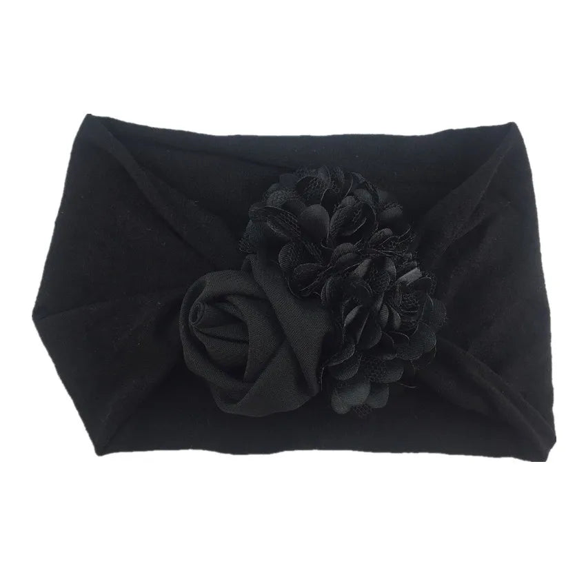 Kids Headwear Soft Stretch Flower Headband Knot Wide Nylon Headwraps Baby Girls Hair Bands Photo Props for Newborn Accessories - buythingsusa