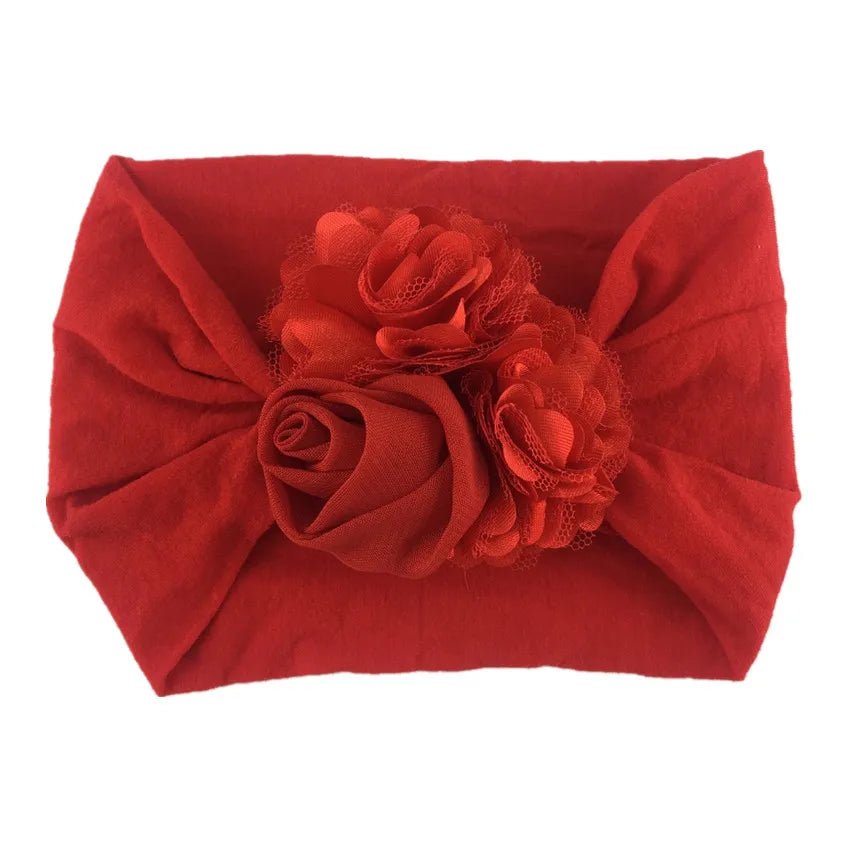 Kids Headwear Soft Stretch Flower Headband Knot Wide Nylon Headwraps Baby Girls Hair Bands Photo Props for Newborn Accessories - buythingsusa