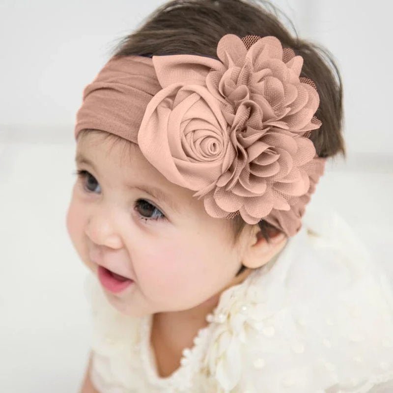 Kids Headwear Soft Stretch Flower Headband Knot Wide Nylon Headwraps Baby Girls Hair Bands Photo Props for Newborn Accessories - buythingsusa