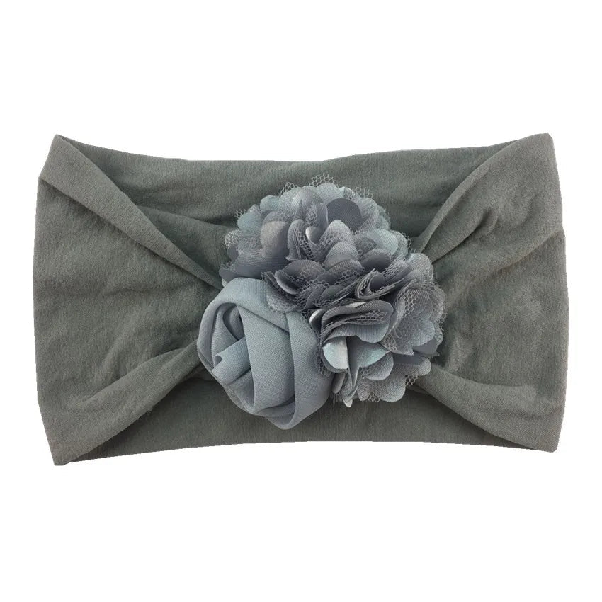 Kids Headwear Soft Stretch Flower Headband Knot Wide Nylon Headwraps Baby Girls Hair Bands Photo Props for Newborn Accessories - buythingsusa