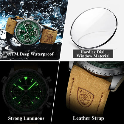 Luxury Man Watch Quartz Waterproof Luminous Date Chronograph Leather Men Wristwatch Military Sports Men's Watches Reloj - buythingsusa