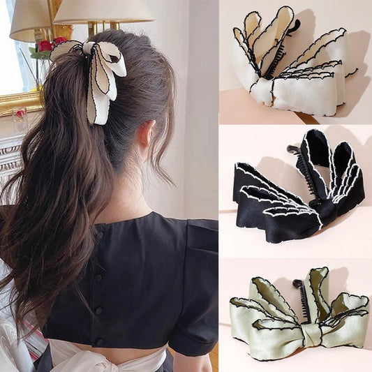Lystrfac New Solid Color Fashion Fabric Bow Banana Hair Clips Hairpin for Women Back Head Ponytail Headdress Hair Accessories - buythingsusa