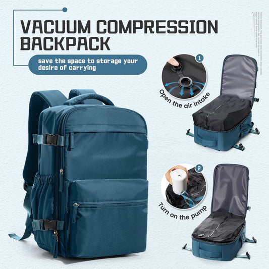 Men Vacuum Compression Backpack 15.6in Laptop Backpack Expand Hiking Vacuum Travel Backpack, Ryanair Backpack 40x20x25 Cabin Bag - buythingsusa