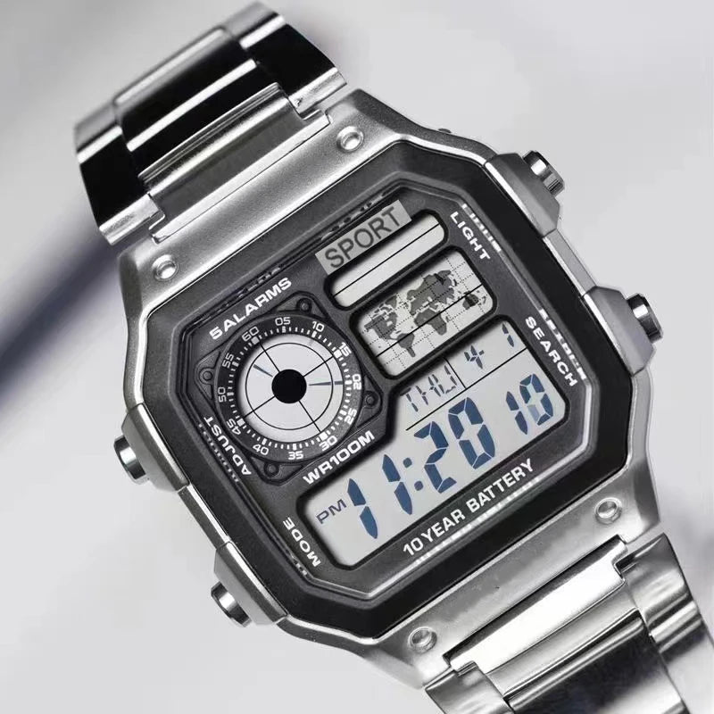 Men Watches Waterproof Military Sports Watch Stainless Steel Business Digital Watch LED Alarm Clock Sport Wristwatch Relogio - buythingsusa