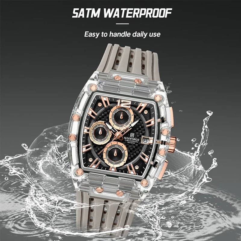 Men's Quartz Multifunction Watches Fashion Sports Chronograph 5ATM Waterproof Silicone Band Casual Man Wrist Watch - buythingsusa