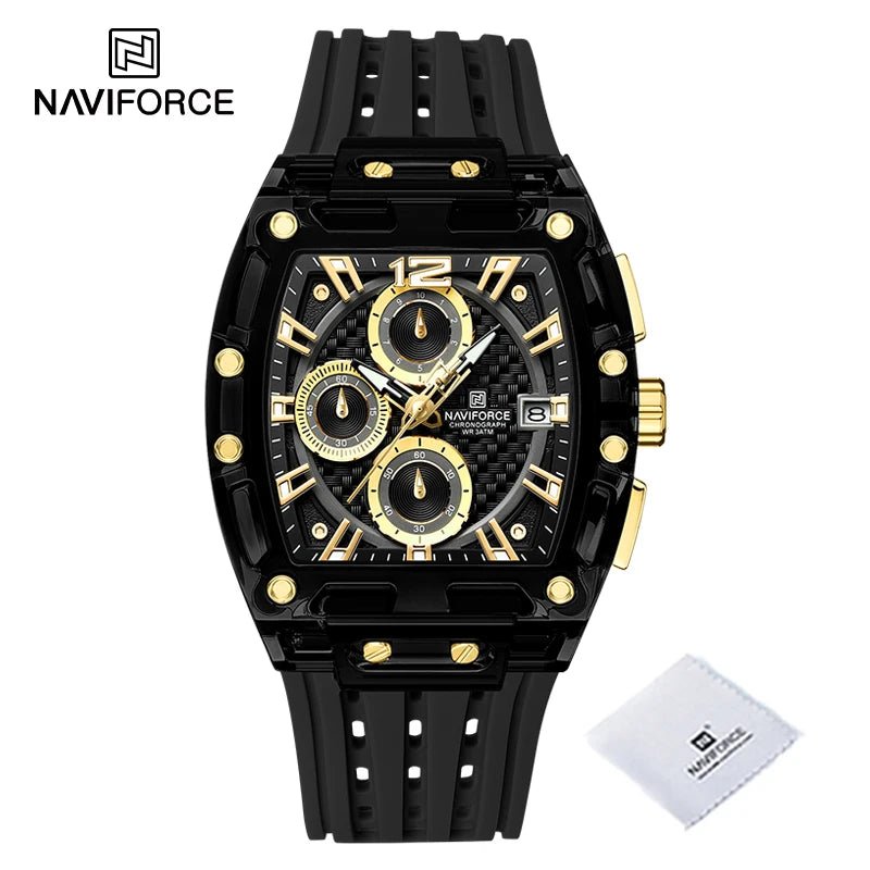 Men's Quartz Multifunction Watches Fashion Sports Chronograph 5ATM Waterproof Silicone Band Casual Man Wrist Watch - buythingsusa