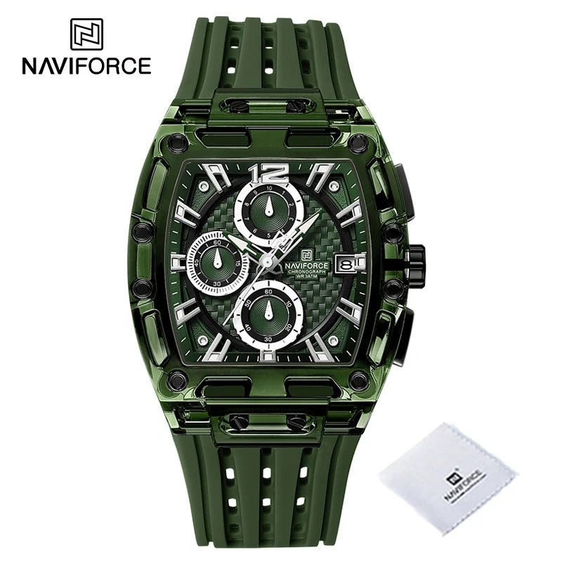 Men's Quartz Multifunction Watches Fashion Sports Chronograph 5ATM Waterproof Silicone Band Casual Man Wrist Watch - buythingsusa