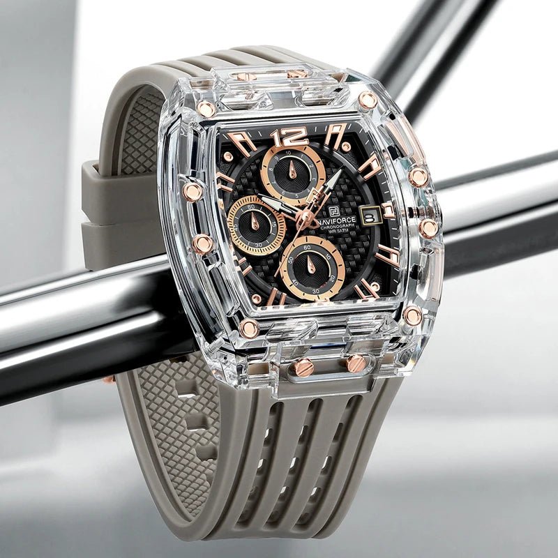 Men's Quartz Multifunction Watches Fashion Sports Chronograph 5ATM Waterproof Silicone Band Casual Man Wrist Watch - buythingsusa