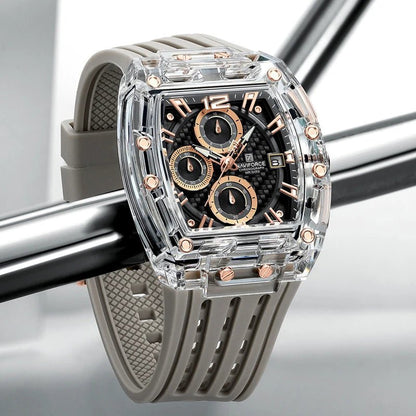 Men's Quartz Multifunction Watches Fashion Sports Chronograph 5ATM Waterproof Silicone Band Casual Man Wrist Watch - buythingsusa