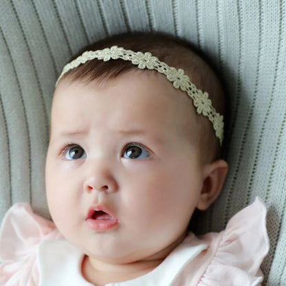 New Cute Lace Headband Newborn Mesh Elastic Turban Sweet Gold Hair Band Outdoor Party - buythingsusa