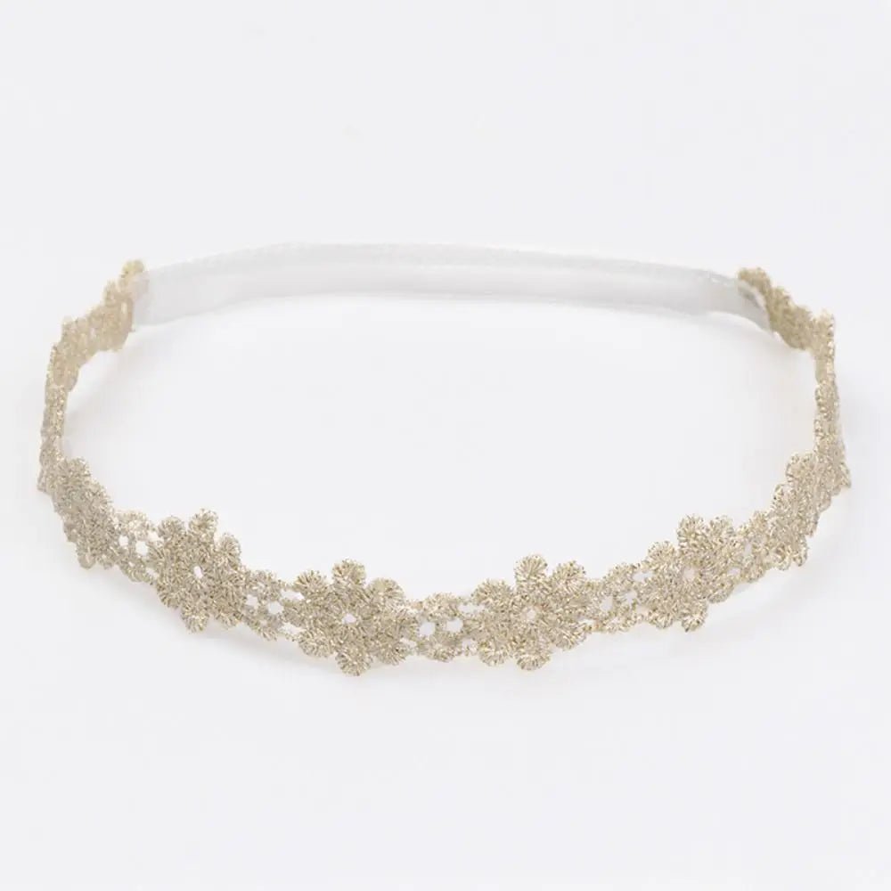 New Cute Lace Headband Newborn Mesh Elastic Turban Sweet Gold Hair Band Outdoor Party - buythingsusa