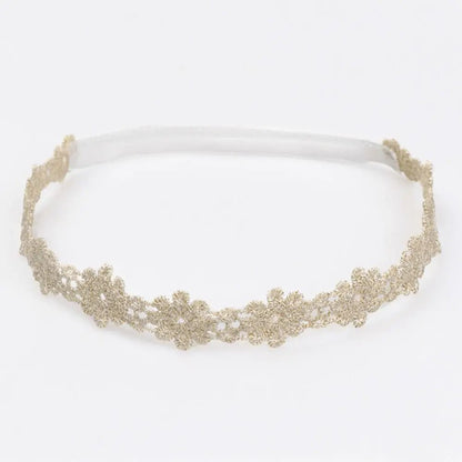 New Cute Lace Headband Newborn Mesh Elastic Turban Sweet Gold Hair Band Outdoor Party - buythingsusa