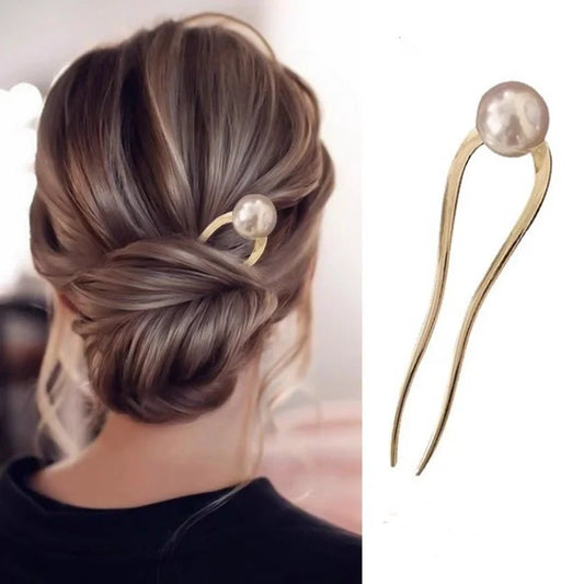 New Pearl Hairpins Korean U - shaped Metal Shell Hair Clip Pins Women Girls Hair Sticks Bun Maker Hair Styling Accessories Gifts - buythingsusa