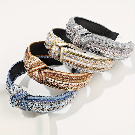 New Pearl Sequin Simple Headband Korean Small Fresh Knot Hair Accessories Fashion Wide Headband - buythingsusa