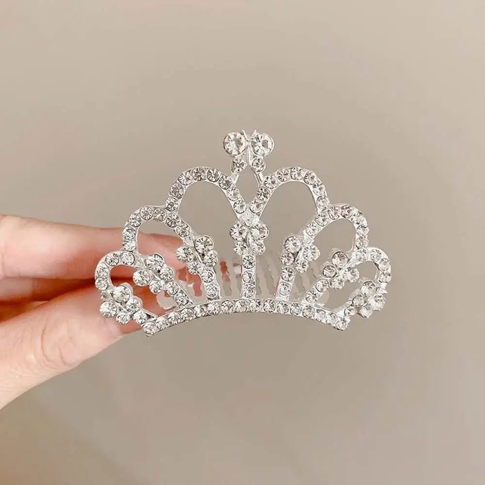 Pearl Crystal Crown Hair Comb Butterfly Flower Children Tiara Headband Wedding Jewelry Rhinestone Hairpins Kids Headwear - buythingsusa