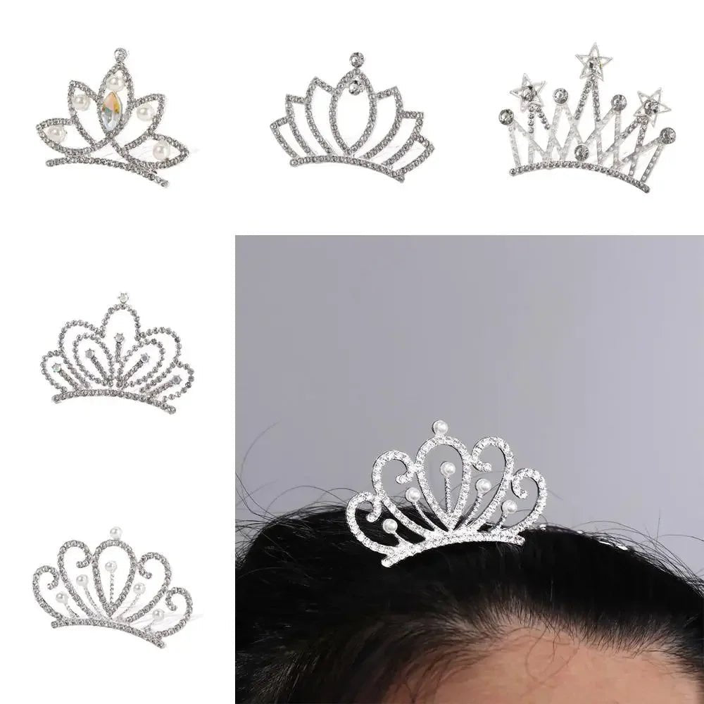 Pearl Crystal Crown Hair Comb Butterfly Flower Children Tiara Headband Wedding Jewelry Rhinestone Hairpins Kids Headwear - buythingsusa