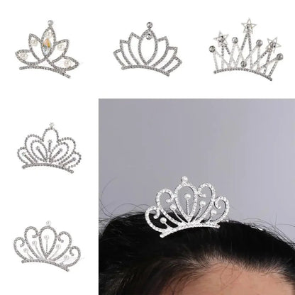 Pearl Crystal Crown Hair Comb Butterfly Flower Children Tiara Headband Wedding Jewelry Rhinestone Hairpins Kids Headwear - buythingsusa