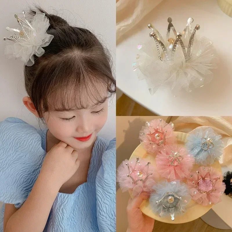 Princess Children Girl Hairpin Sweet Vintage 3D Crown Hair Clip for Kid Girl Birthday Party Decroative Hair Pin Little Girl Gift - buythingsusa