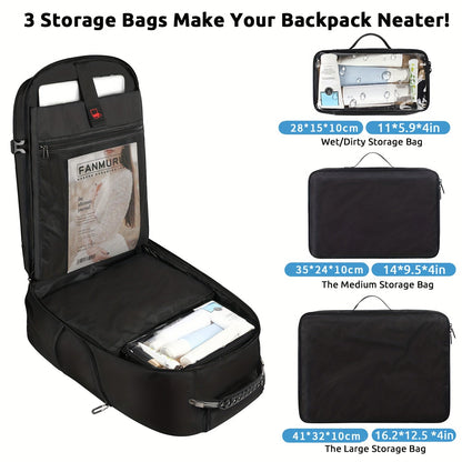 Rolling Backpack, Travel Backpack with Wheels, Carry on Backpack with 3 Packing Cubes, 17.3 Inch Wheeled Laptop Backpack for Men Women Adults to Travel Work Business - buythingsusa