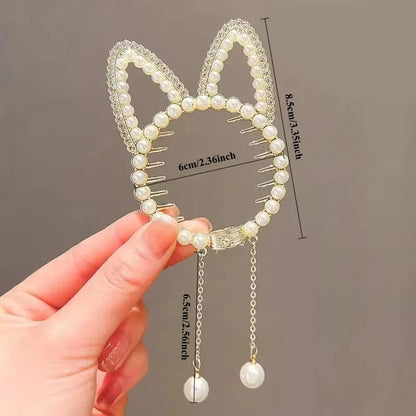 Shiny Angel Wing Animal Ears Baby Hair Clip Elegant Tassel Pearl Hairpins Ponytail Headband for Women Girl Kids Hair Accessories - buythingsusa