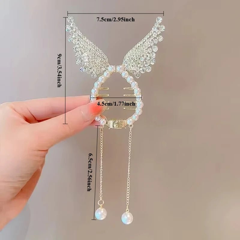 Shiny Angel Wing Animal Ears Baby Hair Clip Elegant Tassel Pearl Hairpins Ponytail Headband for Women Girl Kids Hair Accessories - buythingsusa