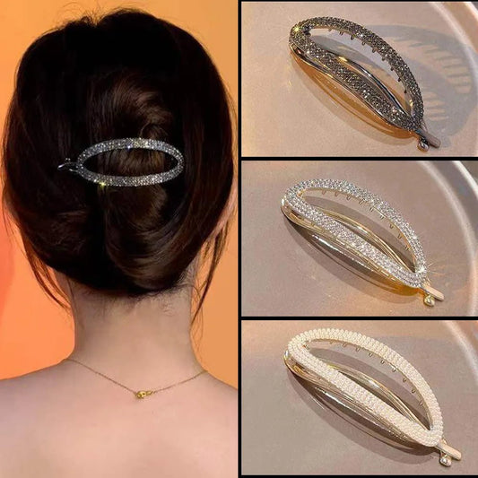Shiny Rhinestone Curved Hair Clip Woman Fashion Ponytail Hairpins Princess Party Headdress Elegant Hair Accessories For Girl - buythingsusa