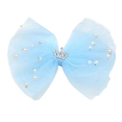Sweet Princess Lace Bows Hairpin Kids Pearl Crown Barrettes Hair Clips for Women Girls Headwear Fashion Children Hair Accessorie - buythingsusa