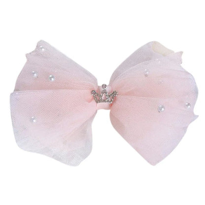Sweet Princess Lace Bows Hairpin Kids Pearl Crown Barrettes Hair Clips for Women Girls Headwear Fashion Children Hair Accessorie - buythingsusa