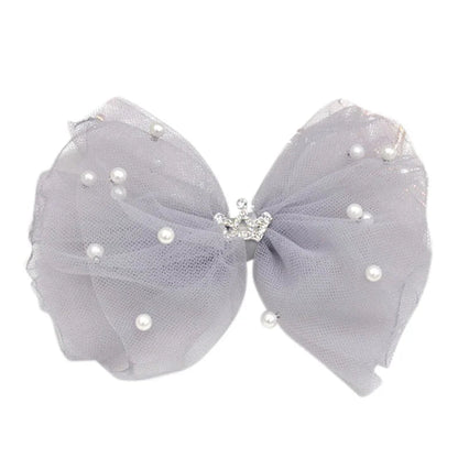 Sweet Princess Lace Bows Hairpin Kids Pearl Crown Barrettes Hair Clips for Women Girls Headwear Fashion Children Hair Accessorie - buythingsusa