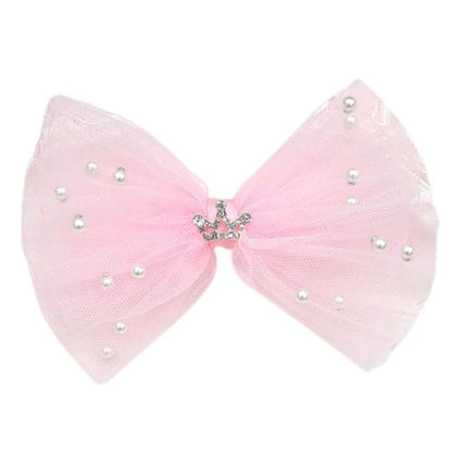 Sweet Princess Lace Bows Hairpin Kids Pearl Crown Barrettes Hair Clips for Women Girls Headwear Fashion Children Hair Accessorie - buythingsusa