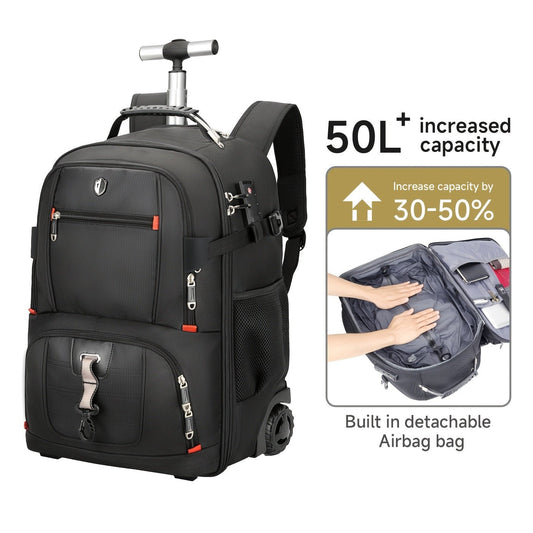 SWICKY Aluminum Rolling Backpack, 20inch Business Casual Travel Luggage with In - Line Wheels, Telescopic Handle, Combination Lock, Polyester Lining, Adjustable Straps, Zipper Closure, Splicing Design, Vacuum Compression - Flight Approved Carry - On for Men & - buythingsusa