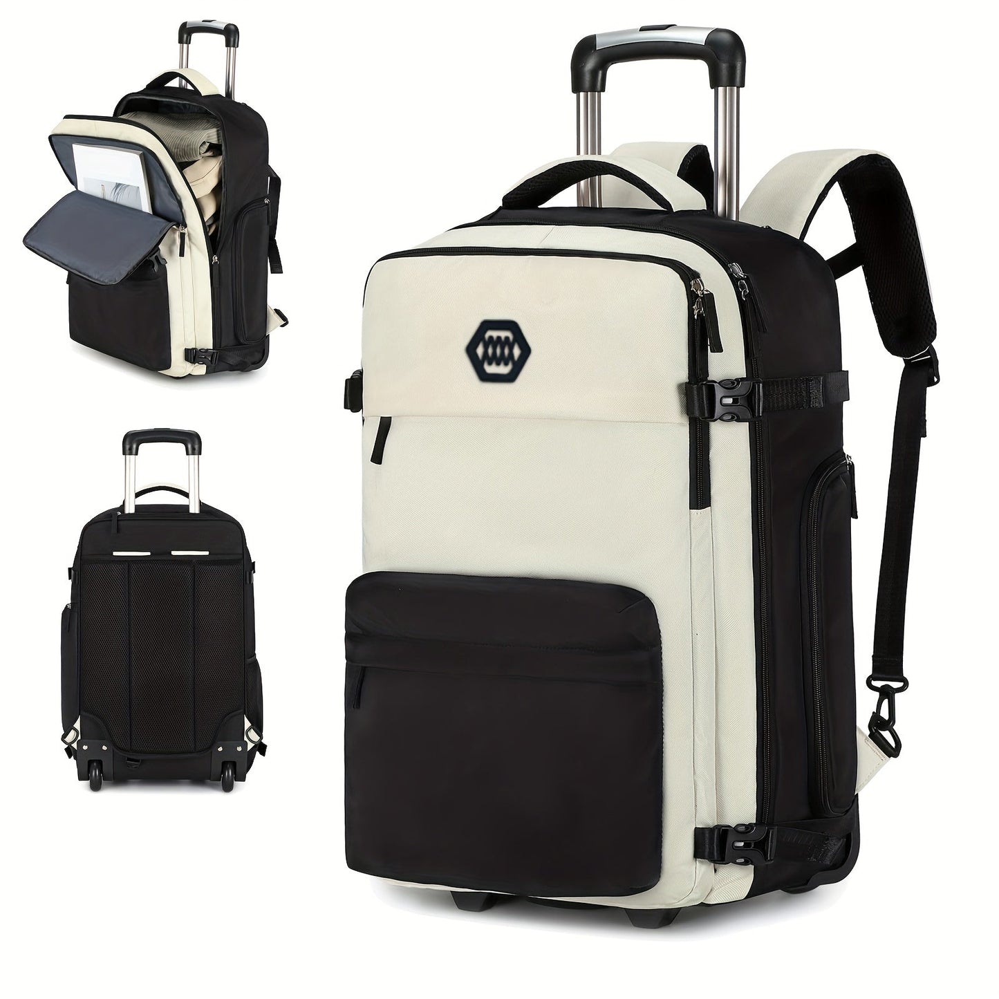 Travel Rolling Backpack, Travel Large Backpack Duffel Bag With Wheels, 17 Inch Laptop Backpack With Shoe Compartment, Trolley Suitcase Business College Ladies Men - buythingsusa