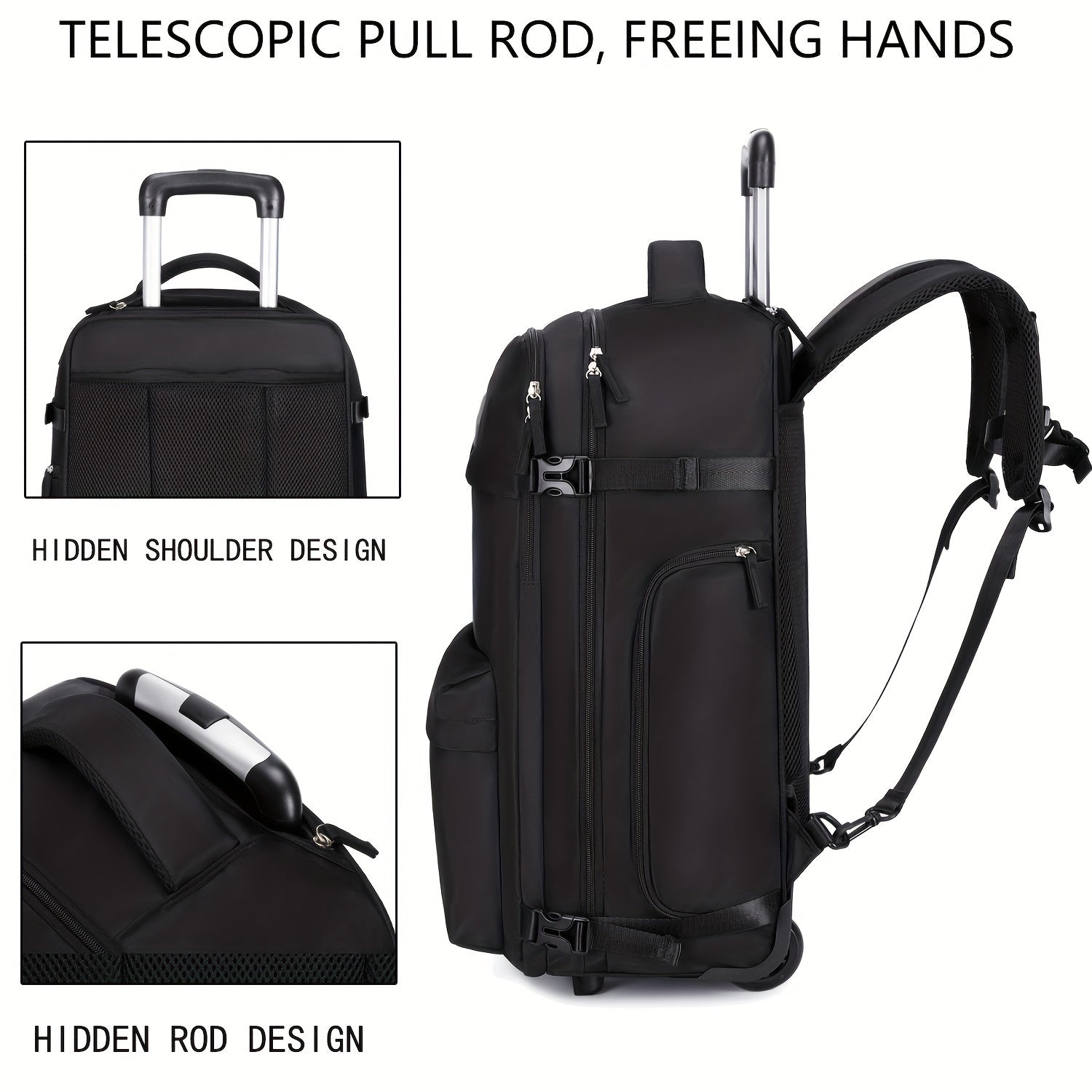 Travel Rolling Backpack, Travel Large Backpack Duffel Bag With Wheels, 17 Inch Laptop Backpack With Shoe Compartment, Trolley Suitcase Business College Ladies Men - buythingsusa