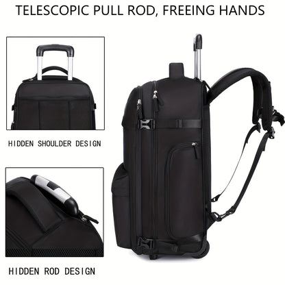 Travel Rolling Backpack, Travel Large Backpack Duffel Bag With Wheels, 17 Inch Laptop Backpack With Shoe Compartment, Trolley Suitcase Business College Ladies Men - buythingsusa