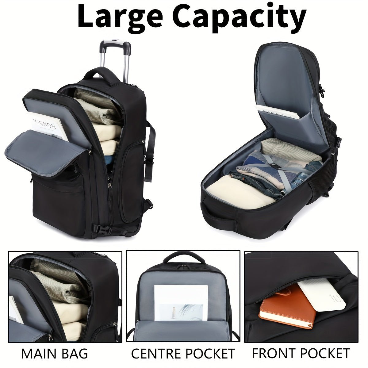 Travel Rolling Backpack, Travel Large Backpack Duffel Bag With Wheels, 17 Inch Laptop Backpack With Shoe Compartment, Trolley Suitcase Business College Ladies Men - buythingsusa