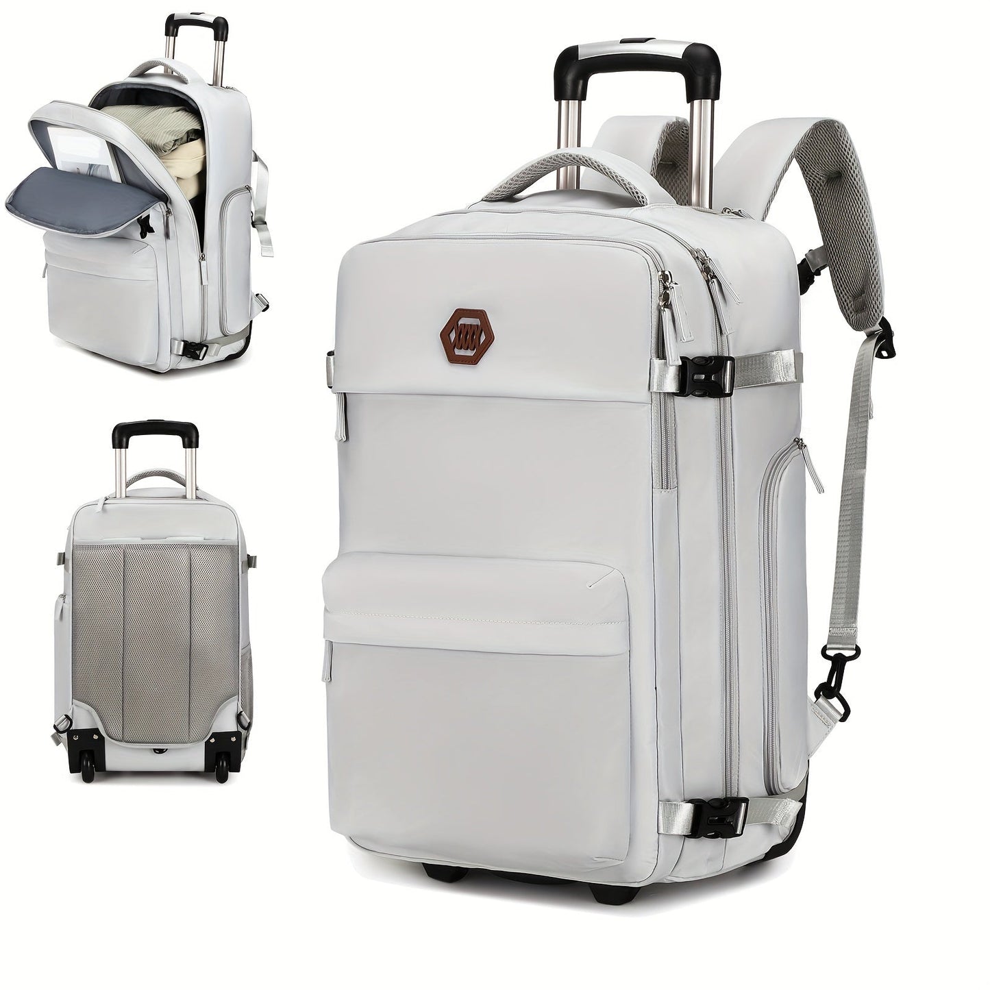 Travel Rolling Backpack, Travel Large Backpack Duffel Bag With Wheels, 17 Inch Laptop Backpack With Shoe Compartment, Trolley Suitcase Business College Ladies Men - buythingsusa