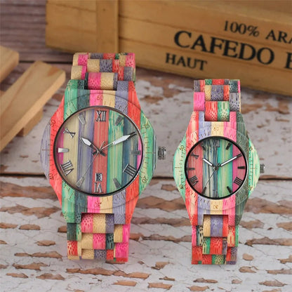 Women Quartz Bamboo Watches Wooden Watch Couple Watches Natural Multi - Colored Bracelet Lovers New Concept Wood Wristwatch - buythingsusa