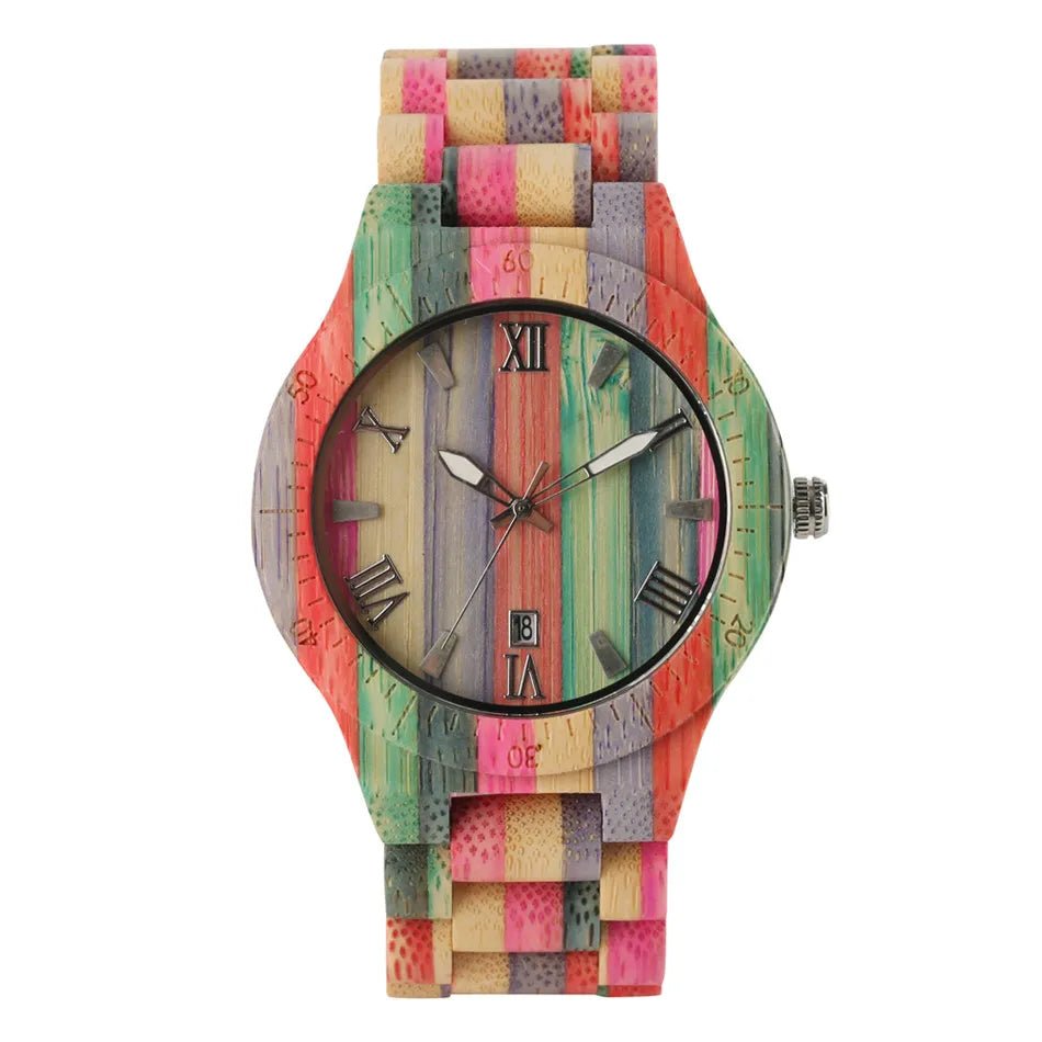 Women Quartz Bamboo Watches Wooden Watch Couple Watches Natural Multi - Colored Bracelet Lovers New Concept Wood Wristwatch - buythingsusa